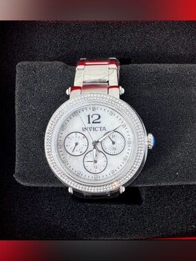 Invicta Bolt Women 37mm Watch MOP Dial Crystal Bezel Steel NIB